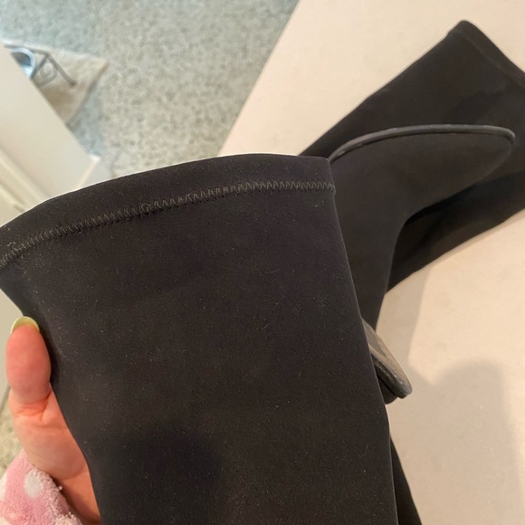 LIKE NEW Stuart Weitzman over the knee thigh high black boot. Scuba material - Picture 6 of 13